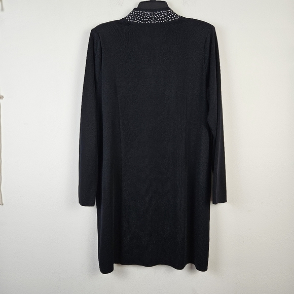 Exclusively Misook Black Embellished Longline Cardigan Size Large - Picture 7 of 7